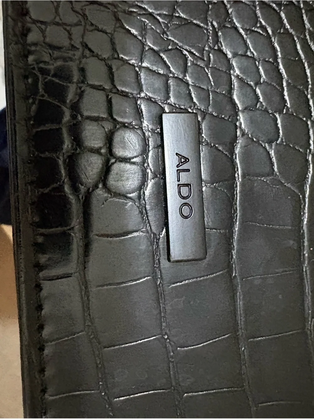 Aldo Black Croc-Embossed Chain Crossbody Bag